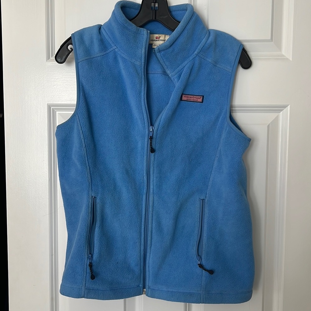 Vineyard Vines S Periwinkle Fleece Vest with Pockets